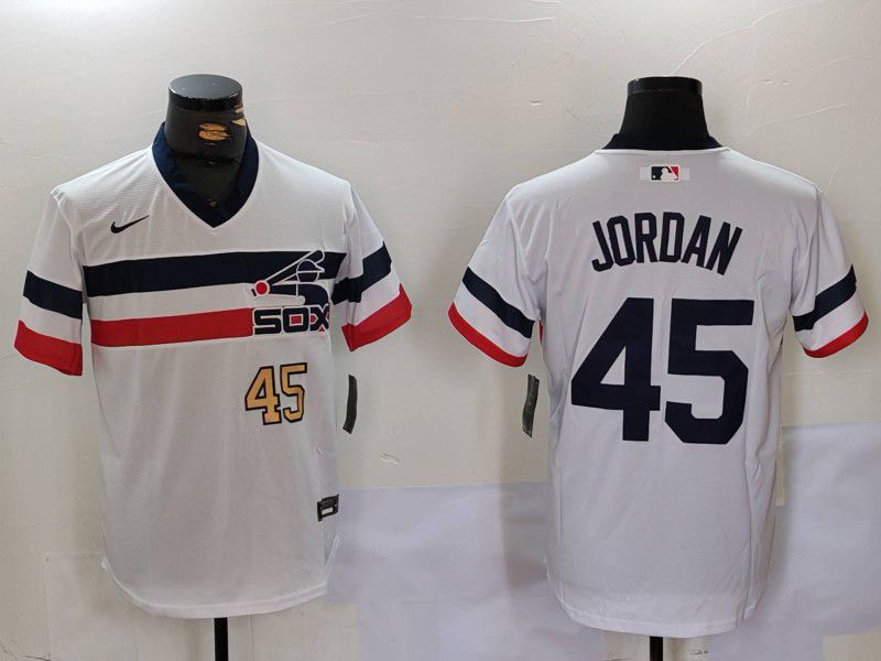 Men Chicago White Sox #45 Jordan White Throwback Game 2024 Nike MLB Jersey style 9021->colorado rockies->MLB Jersey